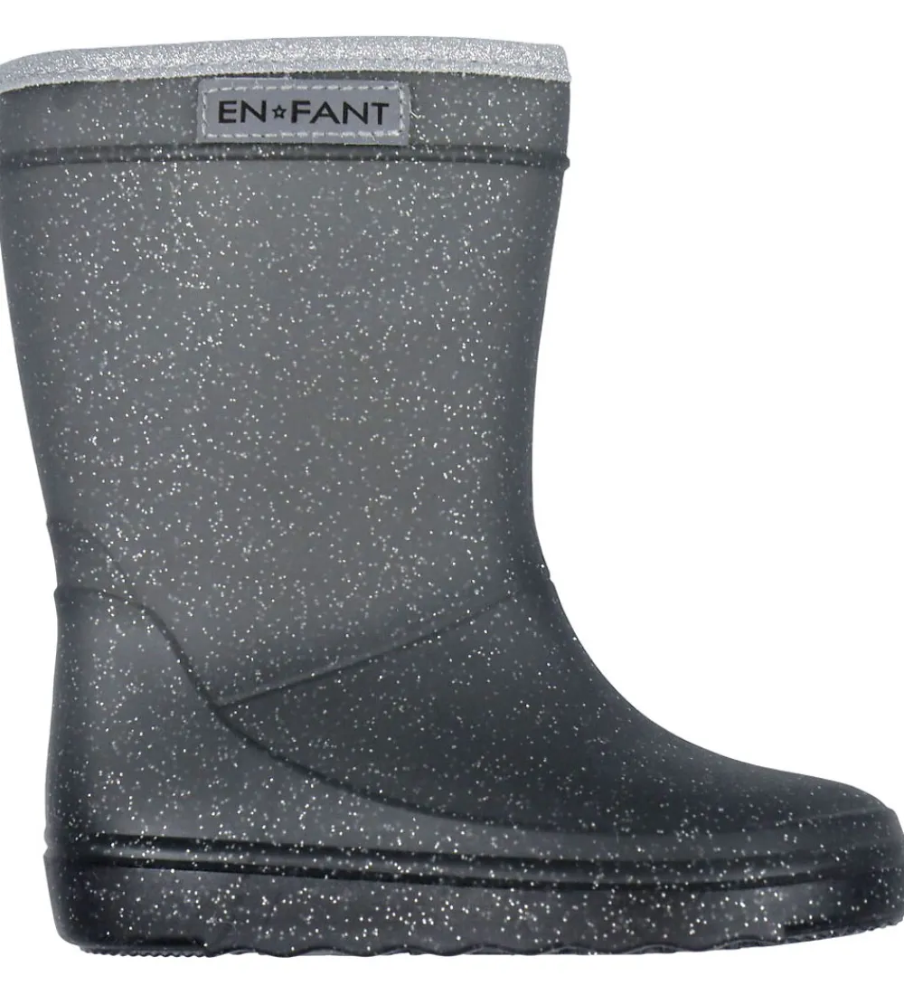 En Fant Gummistøvler|Termostøvler m. Glimmer - Ebony