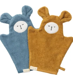 Fabelab Vaskeklude|Badehandske - 2-pak - Bjørn - Blue Spruce Mix