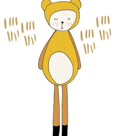 Fabelab Wallsticker|Wallstickers - Dreamy Friend Bear - Gul m. Bjørn