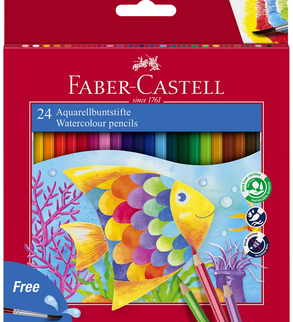 Faber-Castell Maling>Farveblyanter - Akvarel - 24 stk + 1 Pensel