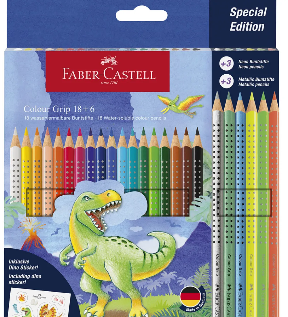 Faber-Castell Skriveredskaber>Farveblyanter - 24 stk. - Grip Dino