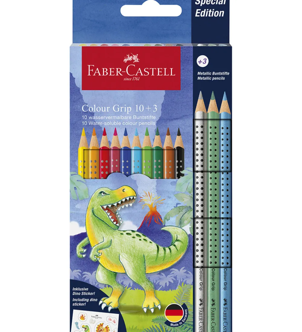 Faber-Castell Skriveredskaber>Farveblyanter - 13 stk. - Grip Dino