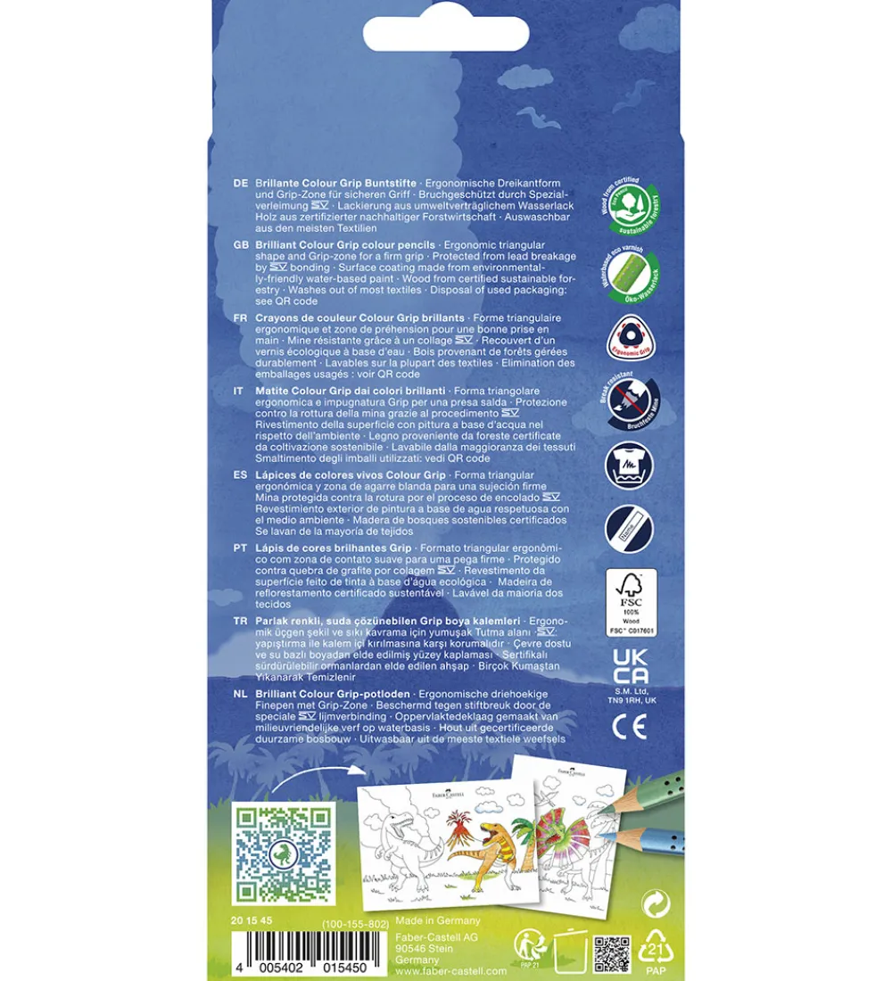 Faber-Castell Skriveredskaber>Farveblyanter - 13 stk. - Grip Dino