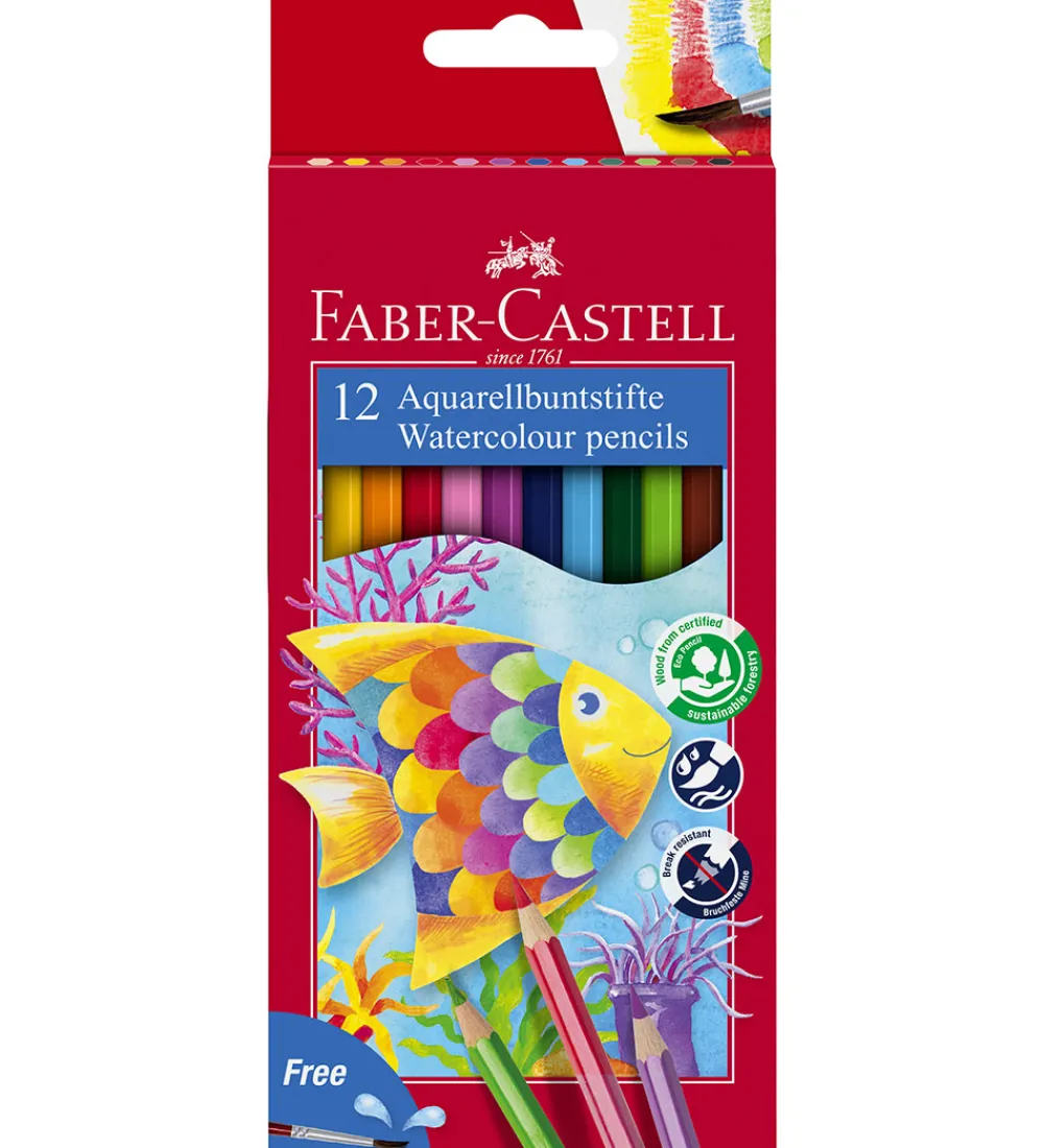Faber-Castell Maling|Farveblyanter - Akvarel - 12 stk + 1 Pensel