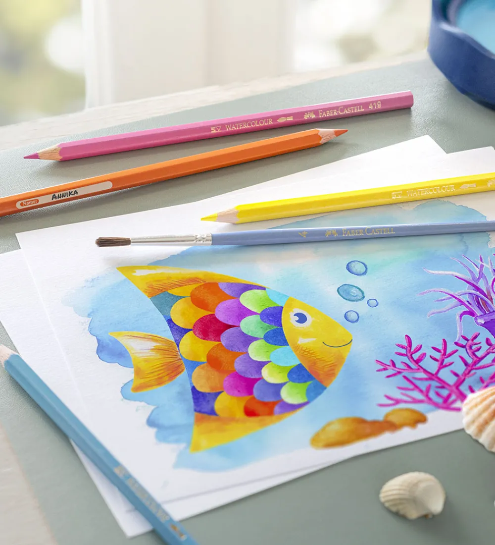 Faber-Castell Maling|Farveblyanter - Akvarel - 12 stk + 1 Pensel