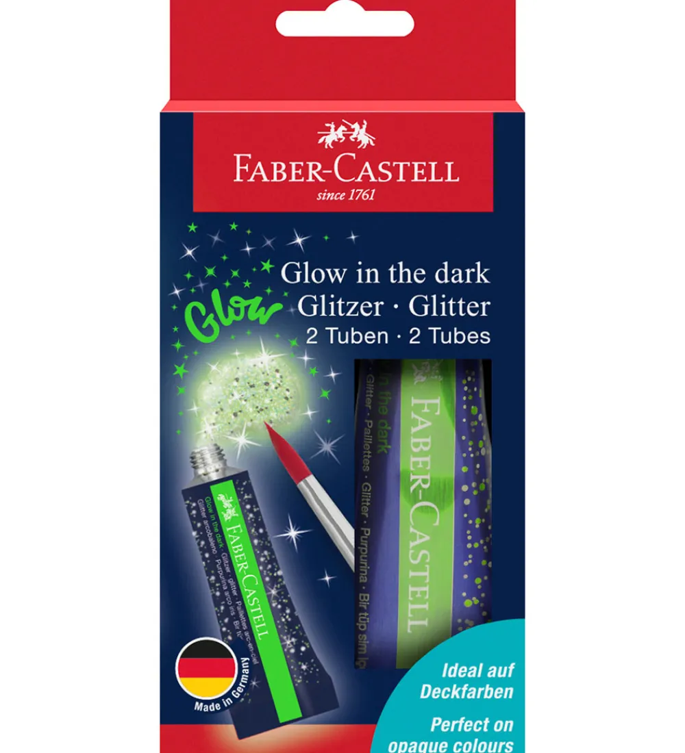 Faber-Castell Maling|Skriveredskaber|Glitter Tuber - 2 stk. - Glow In The Dark