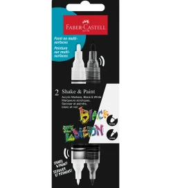 Faber-Castell Tuscher Og Farver|Tuscher - Shake & Paint Acrylic - 2 Stk. - Sort/Hv