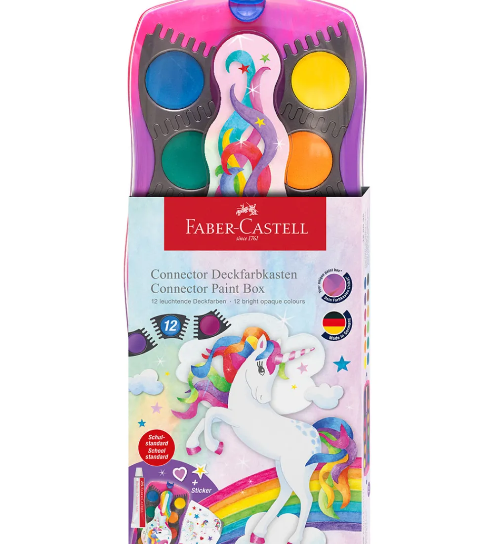 Faber-Castell Maling>Vandfarve - Unicorn Pink - 12 Farver + Chinese Whi
