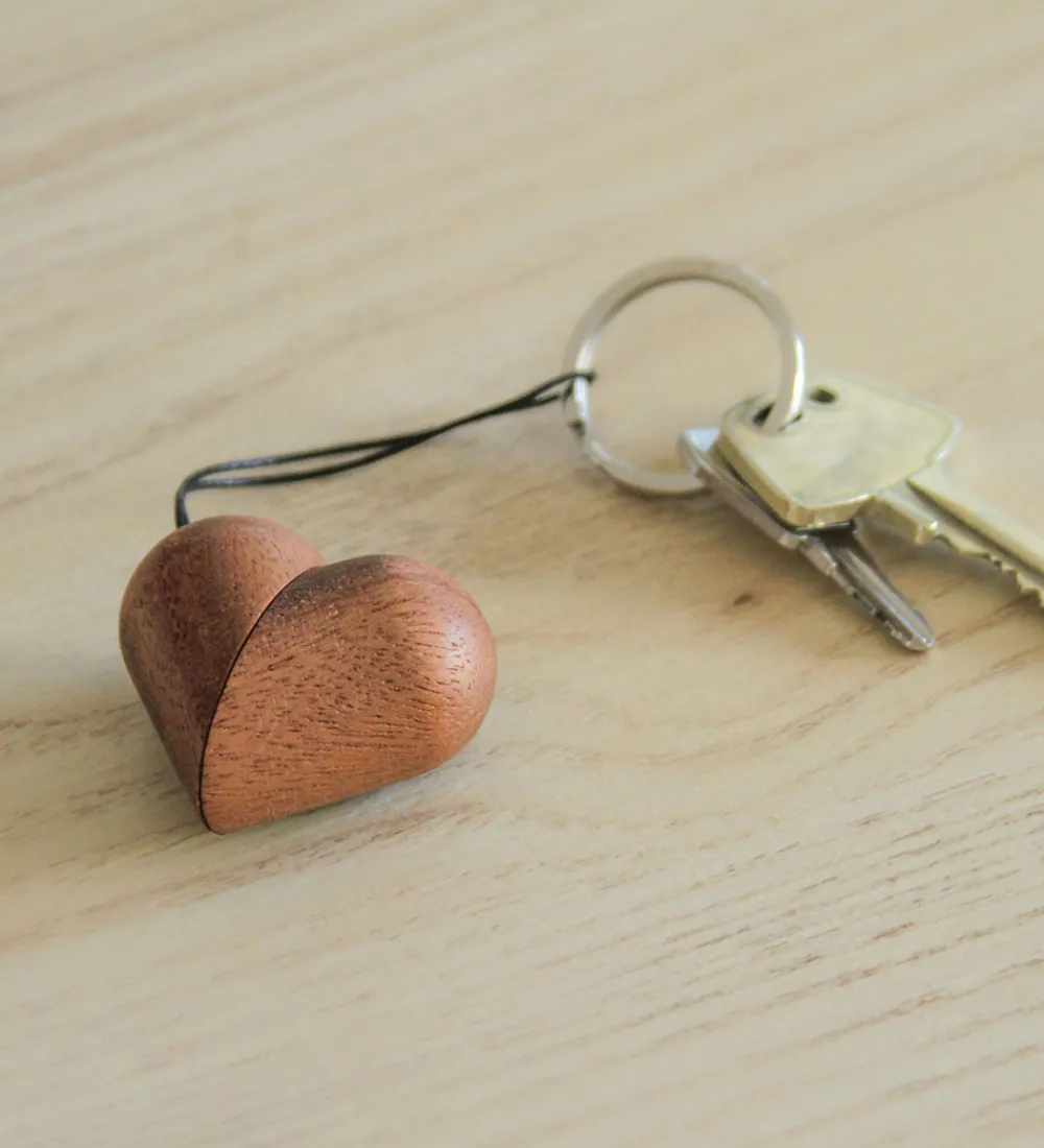 FableWood Nøgleringe|Hjerte-Nøglering - 5 cm - Natur