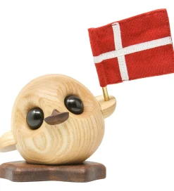 FableWood Dekoration>Ælling m. Flag - Pick-Me-Up Villy - 10 cm - Natur