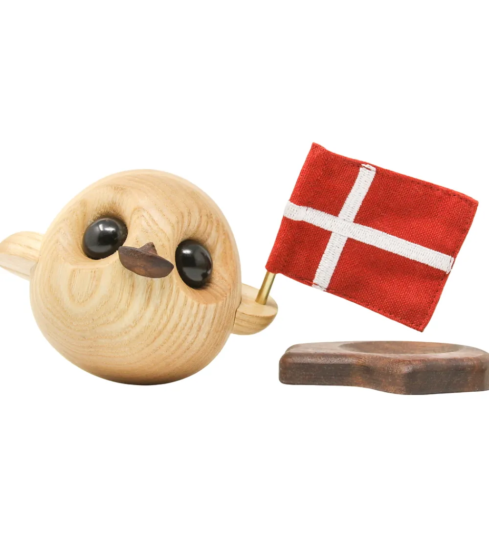 FableWood Dekoration>Ælling m. Flag - Pick-Me-Up Villy - 10 cm - Natur