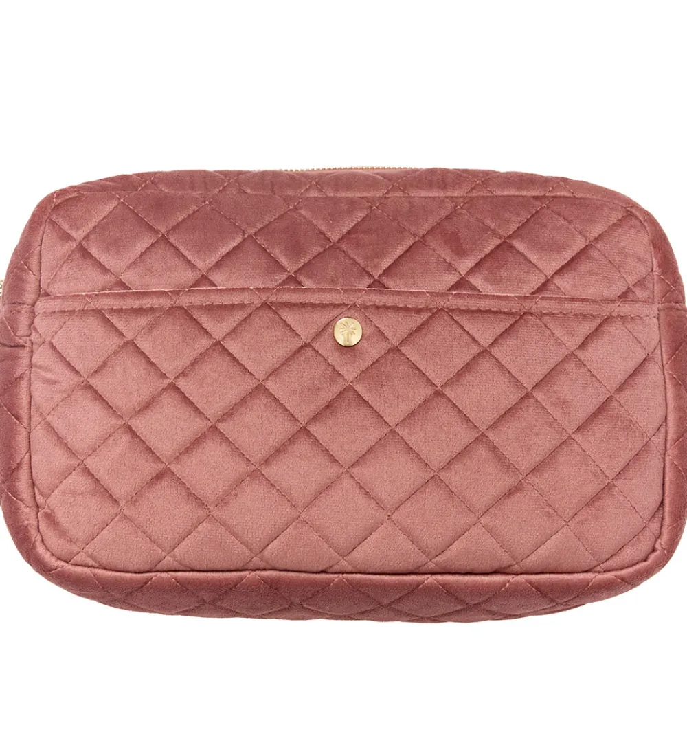 Fan Palm Toilettasker|Toilettasker>Toilettaske - Large - Quiltet Velour - Vintage Rose