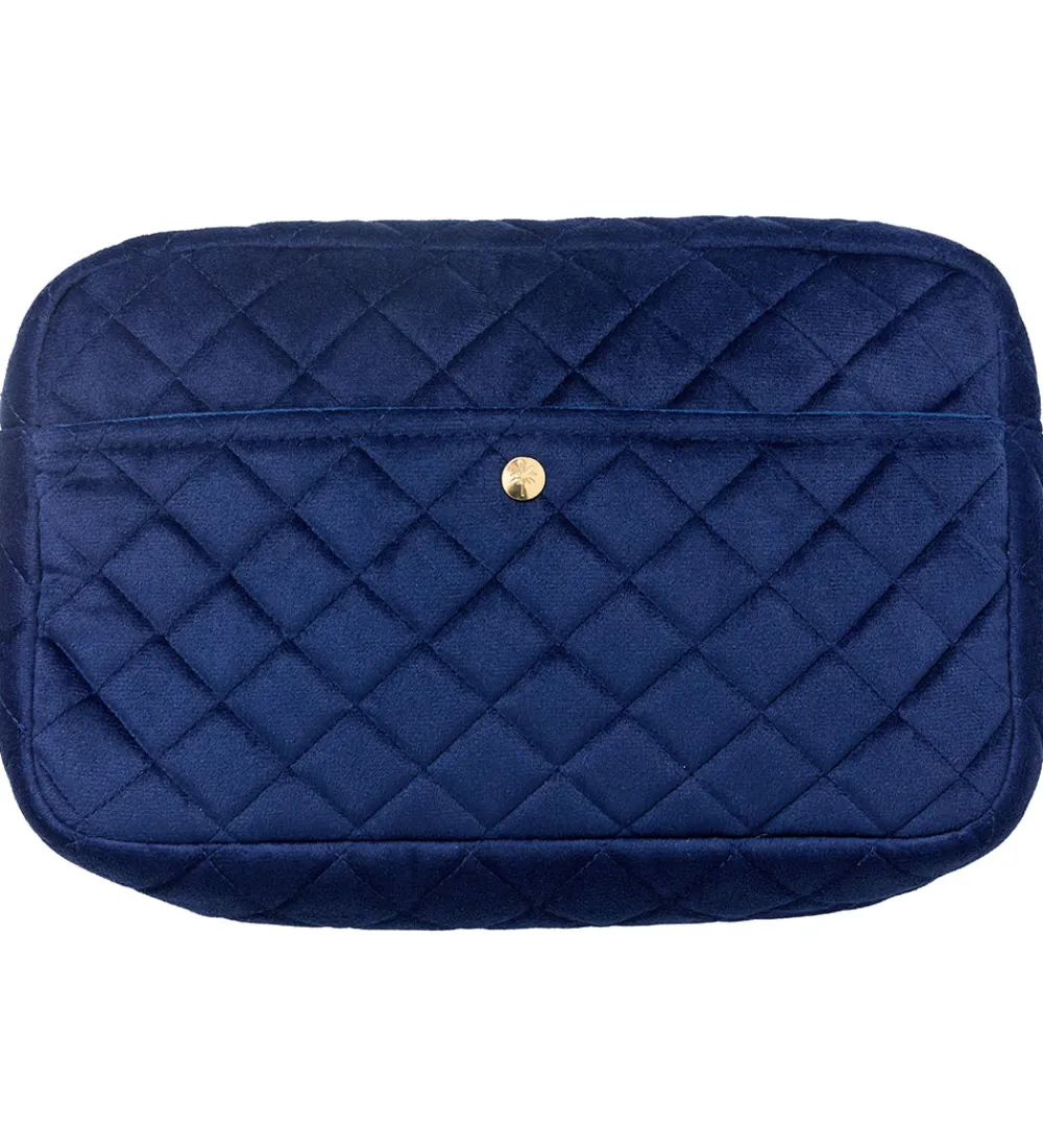 Fan Palm Toilettasker|Toilettasker>Toilettaske - Large - Quiltet Velour - Midnight Blue