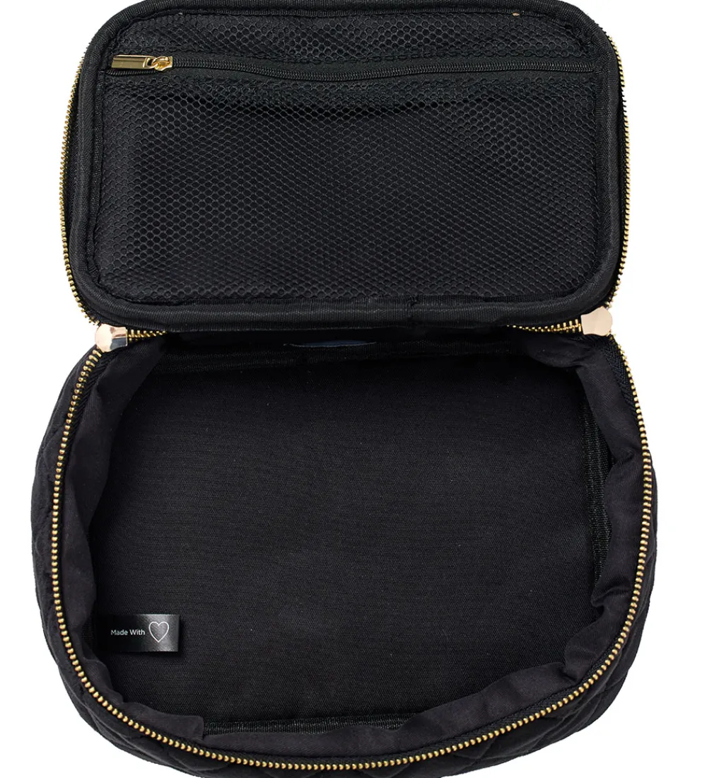 Fan Palm Toilettasker|Toilettasker>Toilettaske - Large - Quiltet Velour - Black Velvet