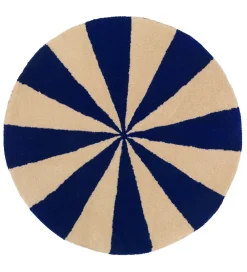 Ferm Living Gulvtæpper|Gulvtæppe - Uld - Ø: 70 cm - Blå/Hvid