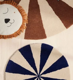 Ferm Living Gulvtæpper|Gulvtæppe - Uld - Ø: 70 cm - Blå/Hvid