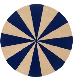 Ferm Living Gulvtæpper>Gulvtæppe - Uld - Ø: 130 cm - Blå/Hvid