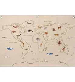 Ferm Living Plakater Og Billeder>Vægophæng - The World Textile Map - Off White