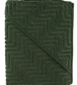 Filibabba Babyhåndklæde- Og Poncho|Babyhåndklæde - Zigzag - 90x90 cm - Dark Green