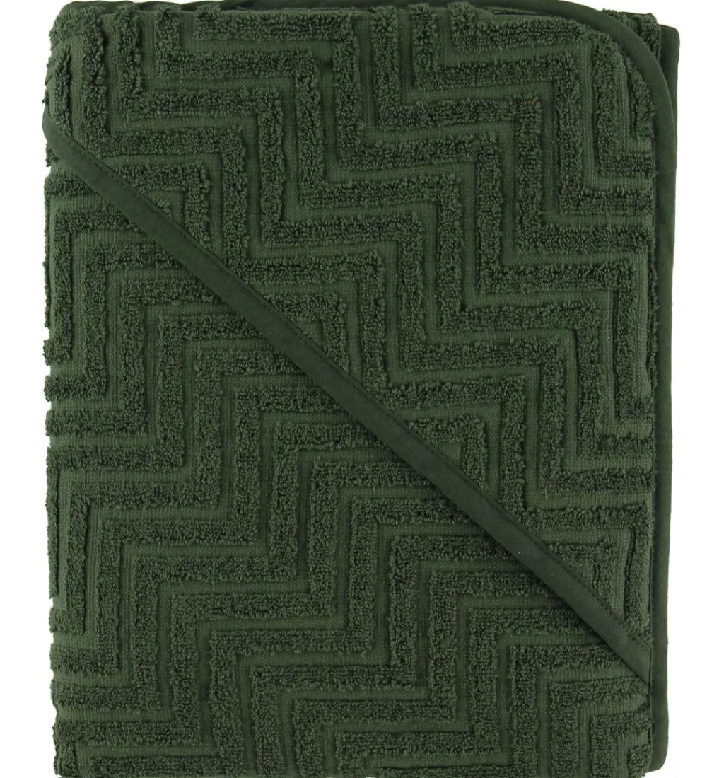 Filibabba Babyhåndklæde- Og Poncho|Babyhåndklæde - Zigzag - 90x90 cm - Dark Green