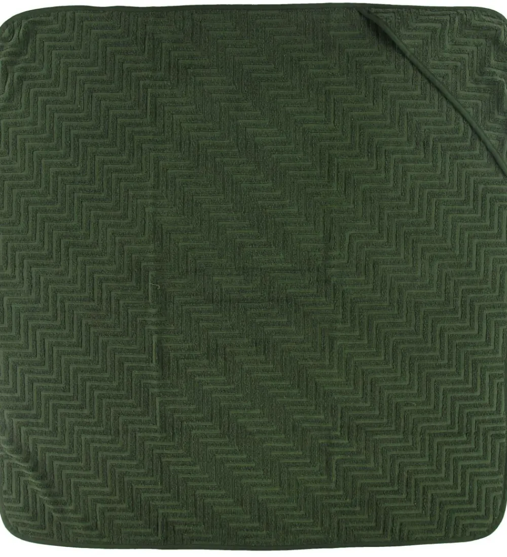 Filibabba Babyhåndklæde- Og Poncho|Babyhåndklæde - Zigzag - 90x90 cm - Dark Green