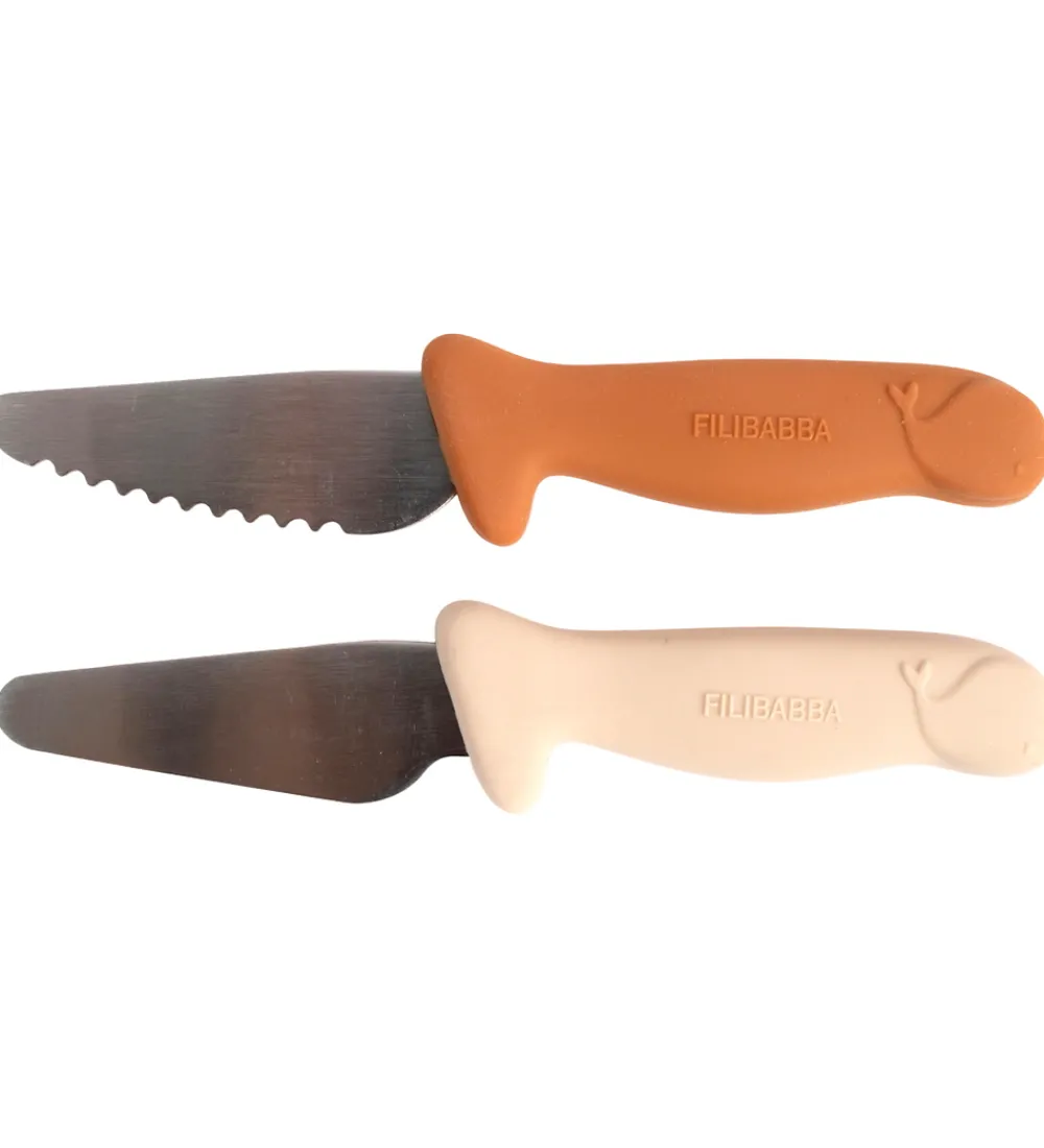 Børn Filibabba Spisetid|Børnebestik|Knivsæt Til Børn - 2-pak - Pumpkin + Offwhite
