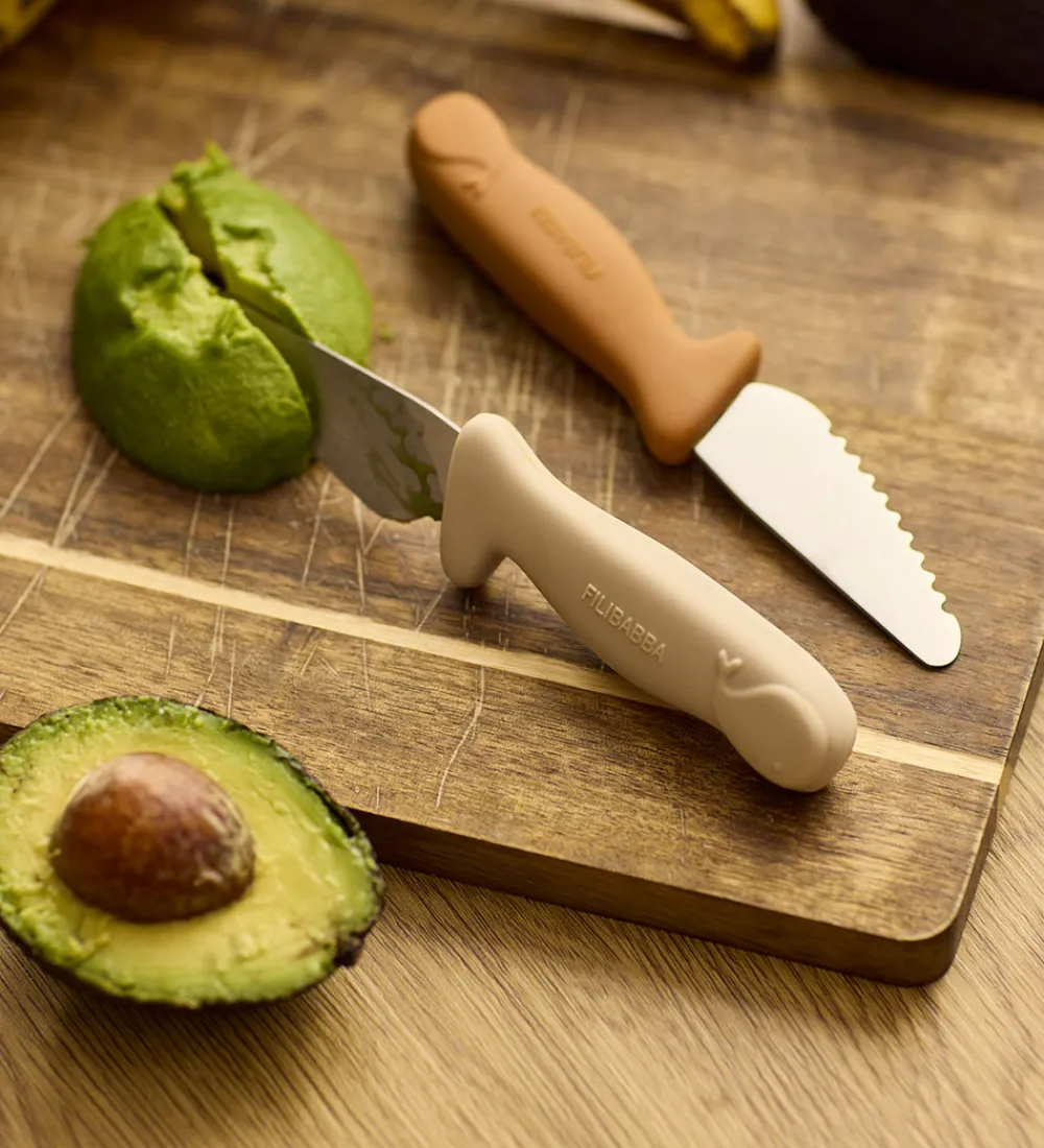 Børn Filibabba Spisetid|Børnebestik|Knivsæt Til Børn - 2-pak - Pumpkin + Offwhite