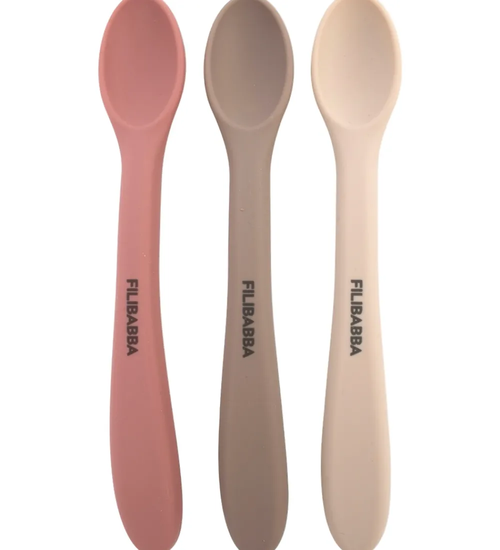 Børn Filibabba Spisetid|Børnebestik|Skeer - 3-pak - Silikone - Rose Mix