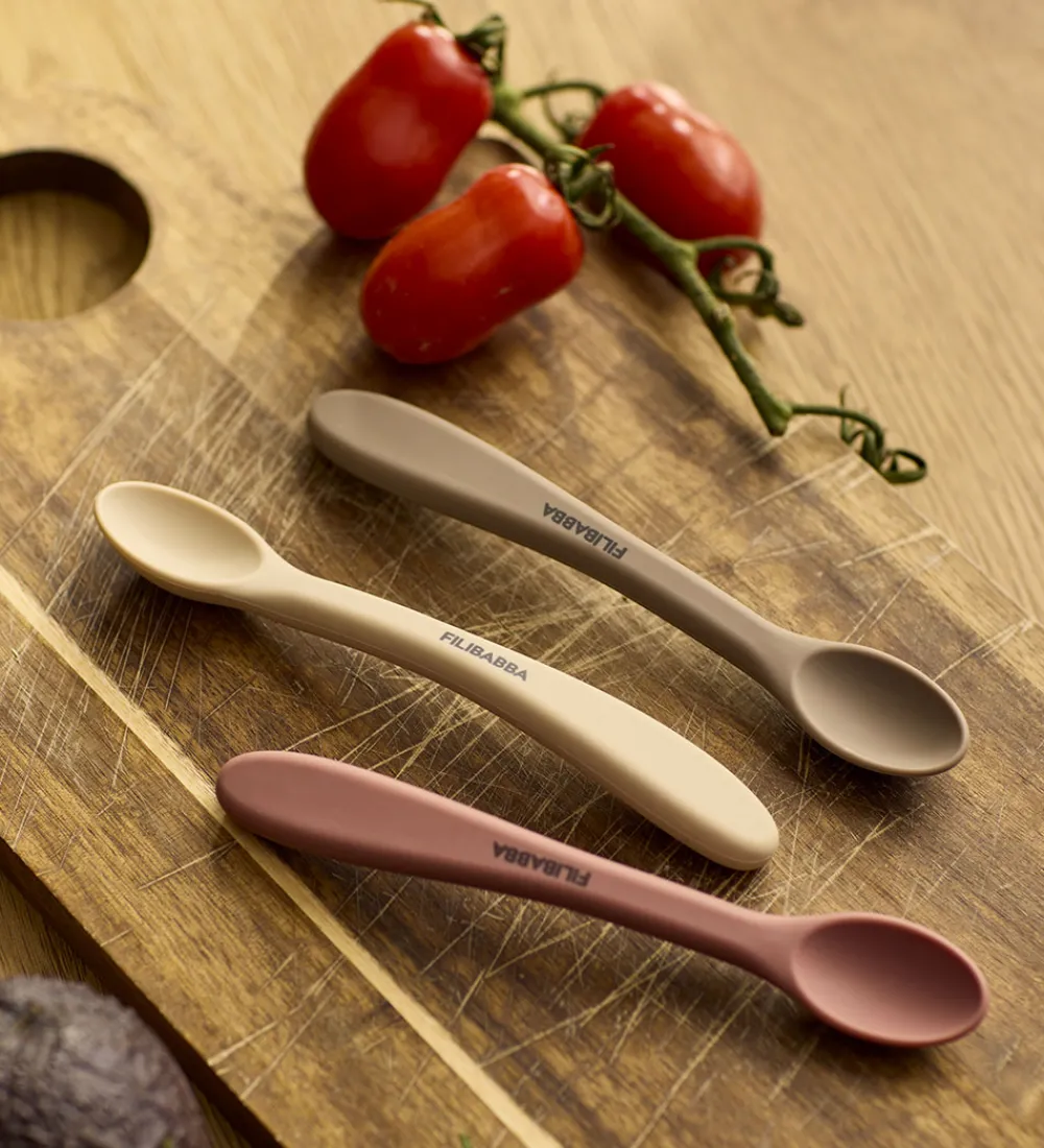 Børn Filibabba Spisetid|Børnebestik|Skeer - 3-pak - Silikone - Rose Mix