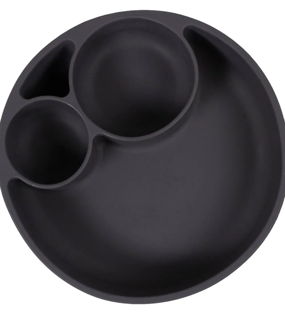 Filibabba Tallerkener>Tallerken - Silikone - Ruminddelt - Stone Grey