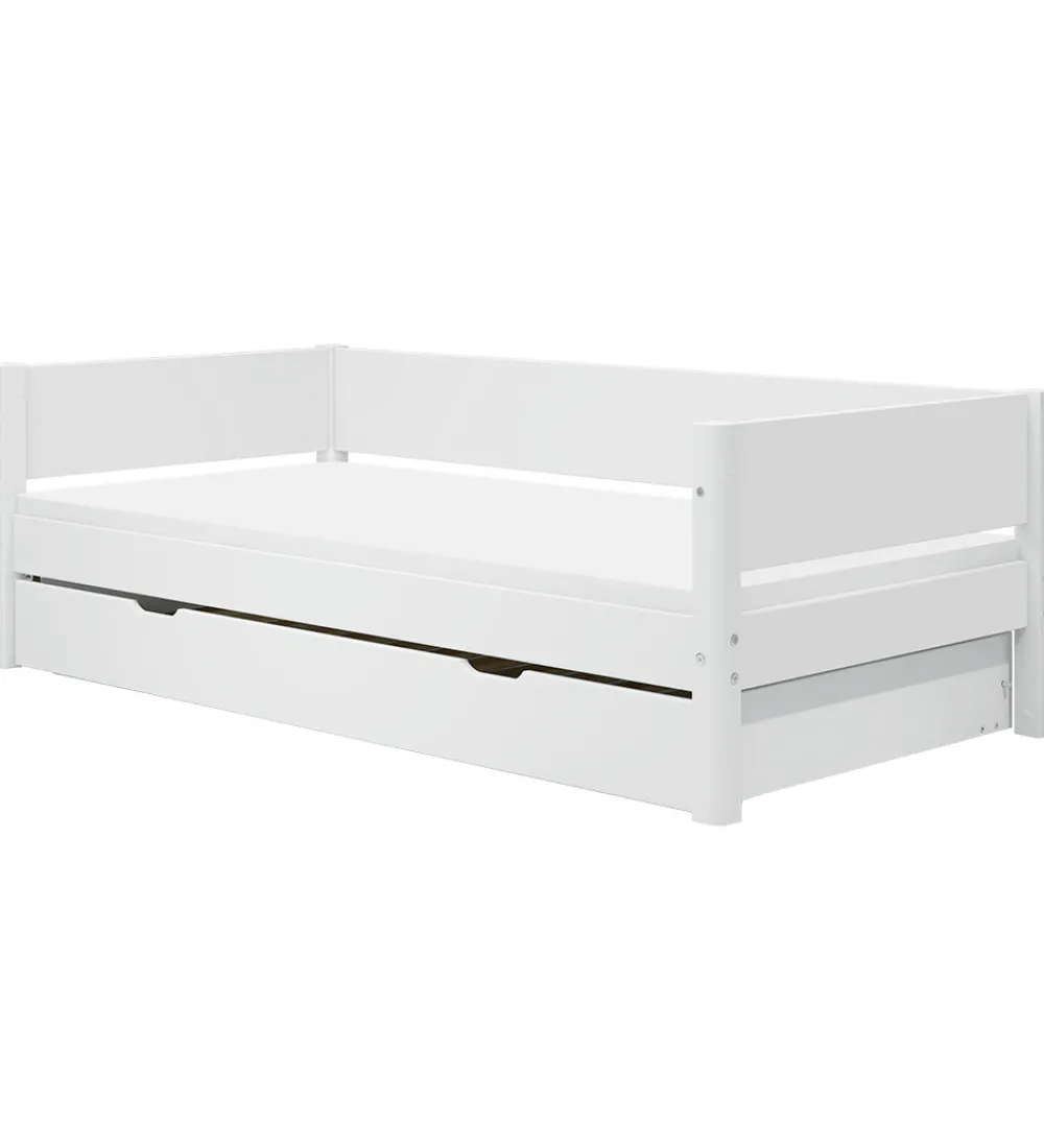 Flexa Senge|Enkeltseng m. Udtræksfunktion - 210x101x66,5 cm - Hvid