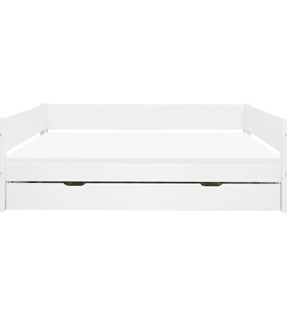 Flexa Senge|Enkeltseng m. Udtræksfunktion - 210x101x66,5 cm - Hvid