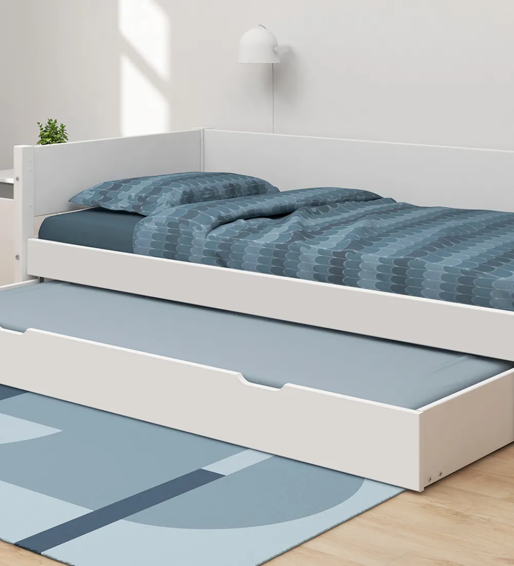 Flexa Senge|Enkeltseng m. Udtræksfunktion - 210x101x66,5 cm - Hvid