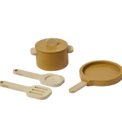Flexa Legekøkken Og Legemøbel|Play Køkkensæt - Gryde og Pande - Mustard/Naturalwood