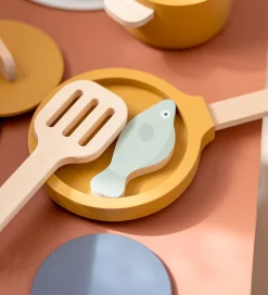 Flexa Legekøkken Og Legemøbel|Play Køkkensæt - Gryde og Pande - Mustard/Naturalwood