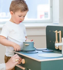 Flexa Legekøkken Og Legemøbel|Play Køkkensæt - Gryde og Pande - Greenish/Naturalwood