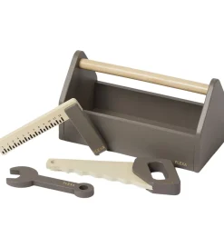 Flexa Trælegetøj|Legeværktøj>Værktøjskasse - Træ - Play - 4 Dele - Dusty Brown/Birch Pl
