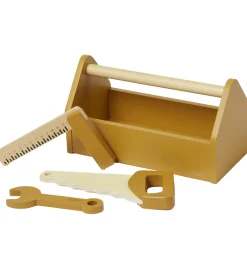 Flexa Trælegetøj|Legeværktøj>Værktøjskasse - Træ - Play - 4 Dele - Mustard/Birch Plywoo