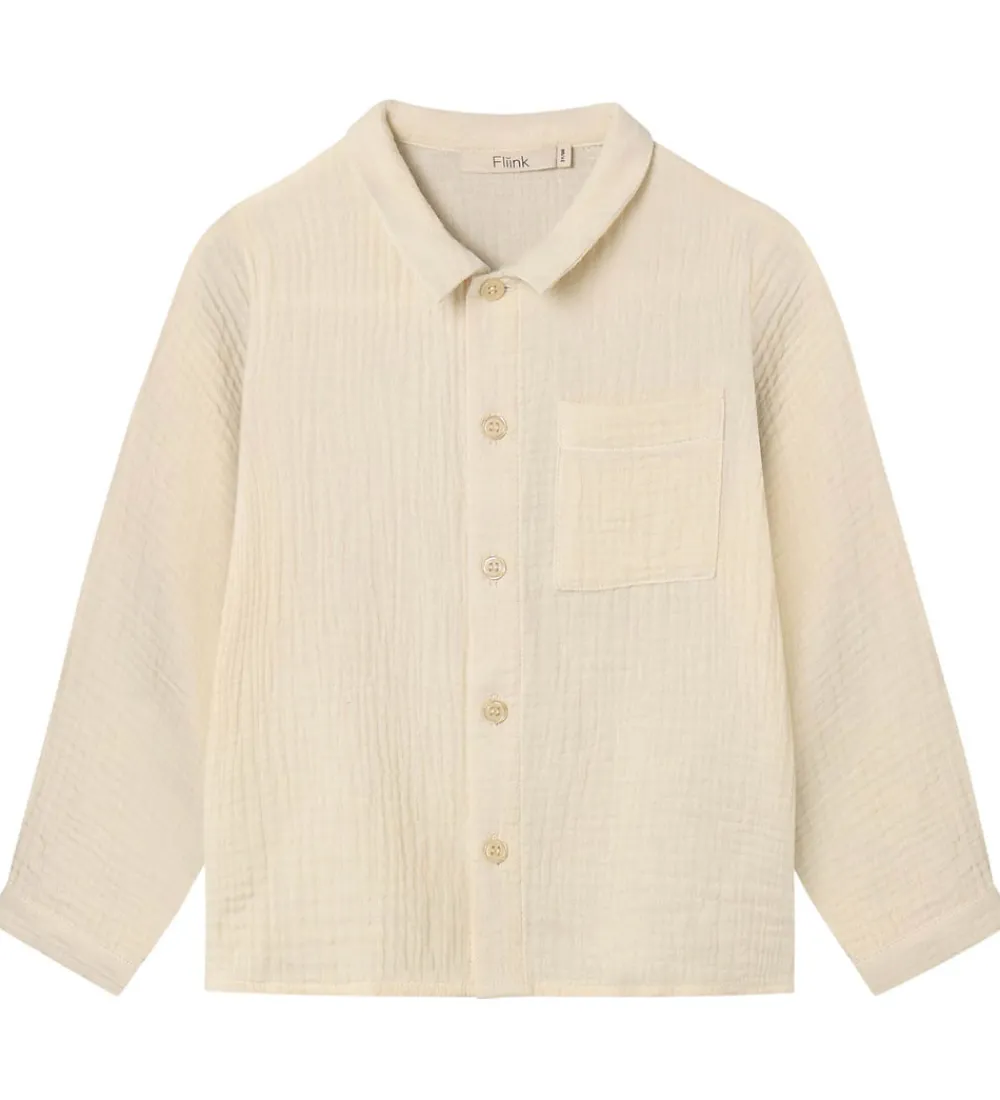 Børn Fliink Skjorter|Skjorte - Musselin - Elmo - Sandshell