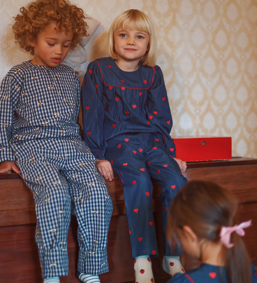 Børn Flöss Skjorter>Skjorte - Olivian - Bee blue check