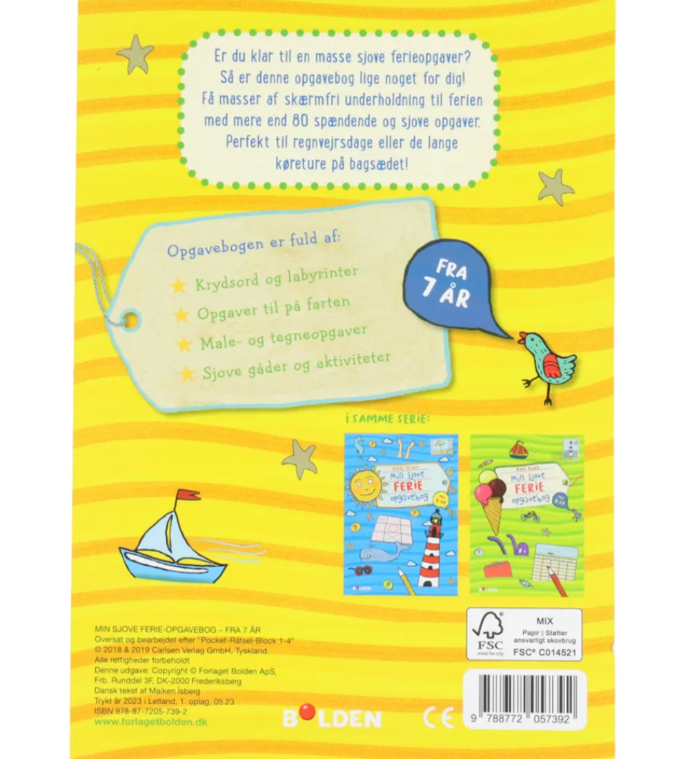 Forlaget Bolden Læringsbøger|Aktivitetsbog - Min Sjove Ferie Opgavebog