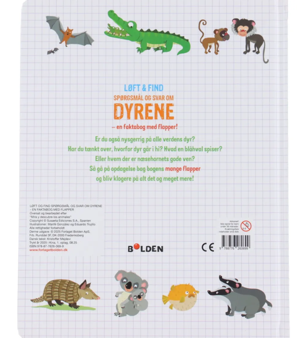 Forlaget Bolden Bøger|Bog - Løft og Find - Spørgsmål Og Svar Om Dyrene
