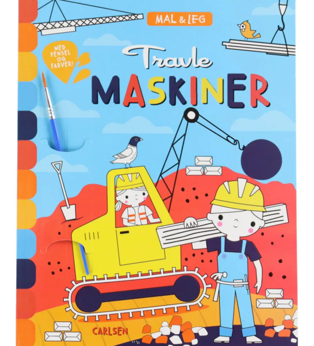 Forlaget Carlsen Malebog|Kreativ Leg|Malebog - Mal Og Leg - Travle Maskiner