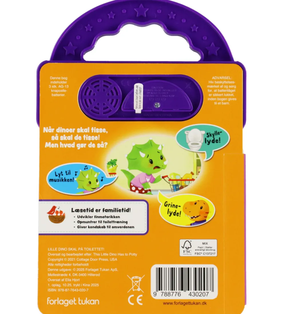 Forlaget Tukan Bøger>Bog m. Lyd - Lille Dino Skal På Toilettet - DA