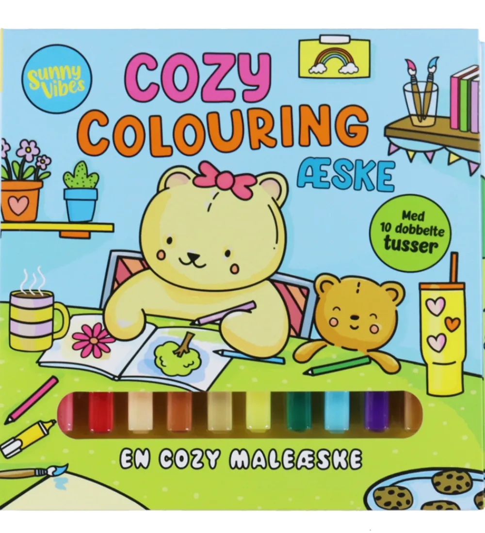 Forlaget Tukan Bøger>Malebog - Cozy Colouring - Sunny Vibes - DA