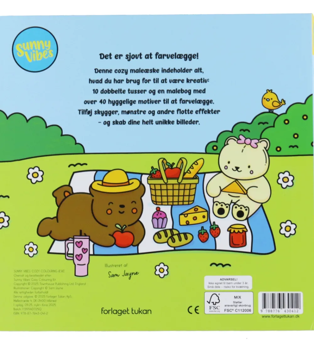 Forlaget Tukan Bøger>Malebog - Cozy Colouring - Sunny Vibes - DA