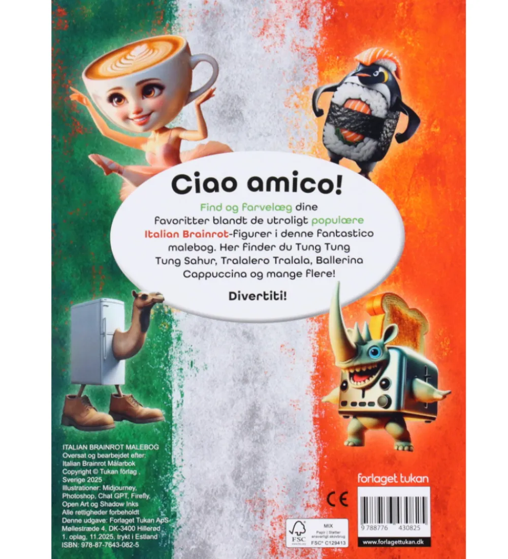 Forlaget Tukan Malebog|Kreativ Leg>Malebog - Italian Brainrot