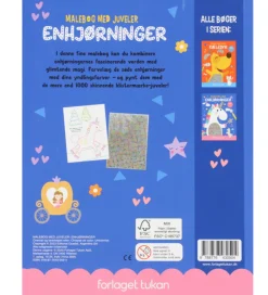 Forlaget Tukan Malebog|Kreativ Leg|Malebog m. Juveler - Enhjørning - DA