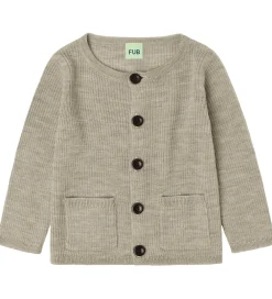 Børn FUB Striktrøjer>Cardigan - Rib - Strik - Uld - Oat Melange