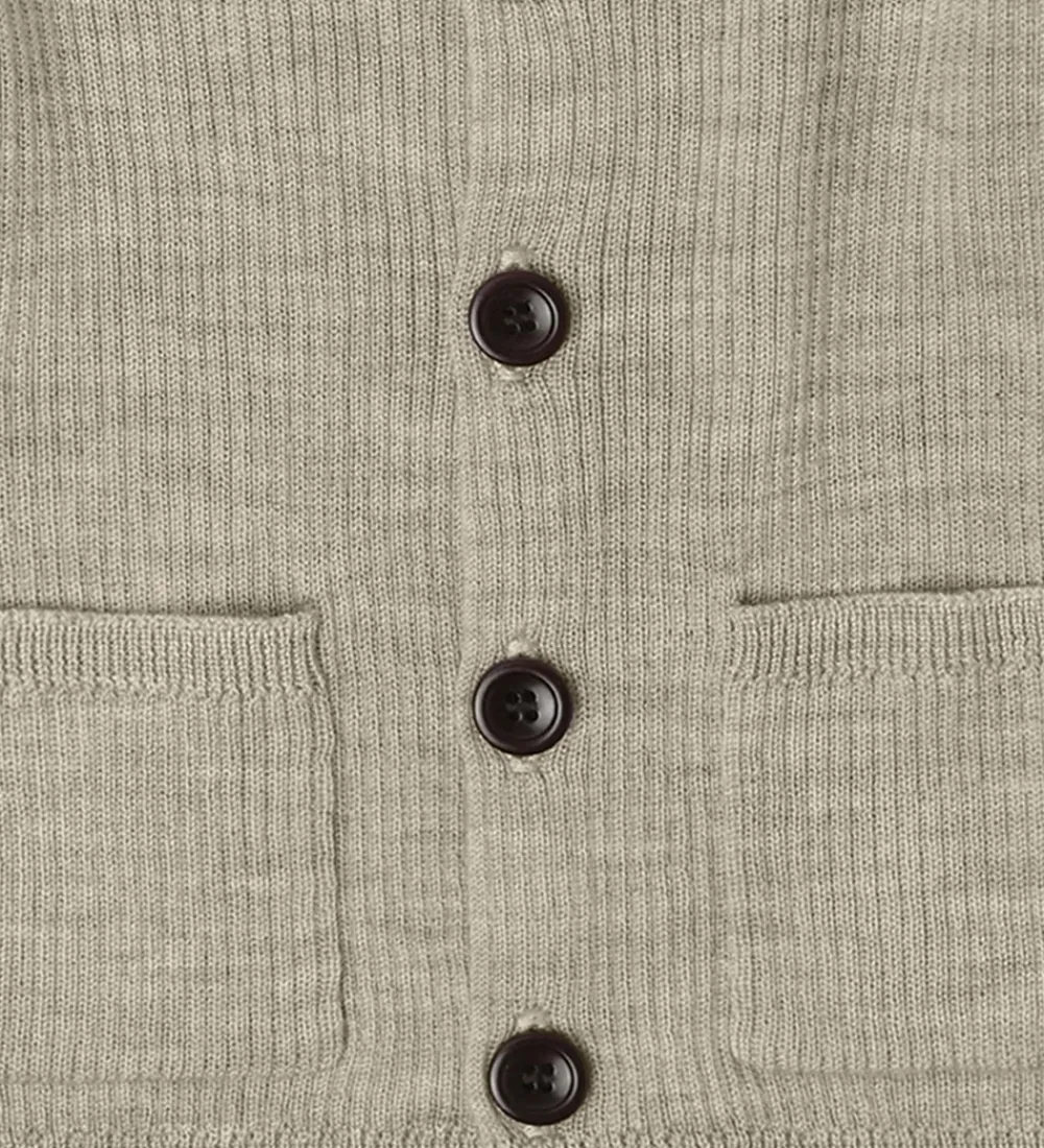 Børn FUB Striktrøjer>Cardigan - Rib - Strik - Uld - Oat Melange